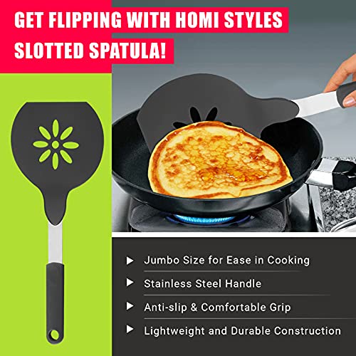 Homi Styles Jumbo Nylon Spatula, Non-Stick, and Dishwasher Safe - Ideal for Cooking, Flipping, and Serving, Great for Pancake Flipper, Egg Pancake Turner - 15 X 6.5 Inches Extra Large Spatula (Black) - Image 5