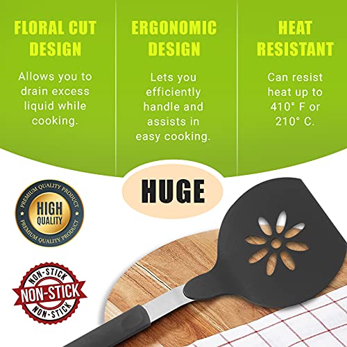 Homi Styles Jumbo Nylon Spatula, Non-Stick, and Dishwasher Safe - Ideal for Cooking, Flipping, and Serving, Great for Pancake Flipper, Egg Pancake Turner - 15 X 6.5 Inches Extra Large Spatula (Black) - Image 2
