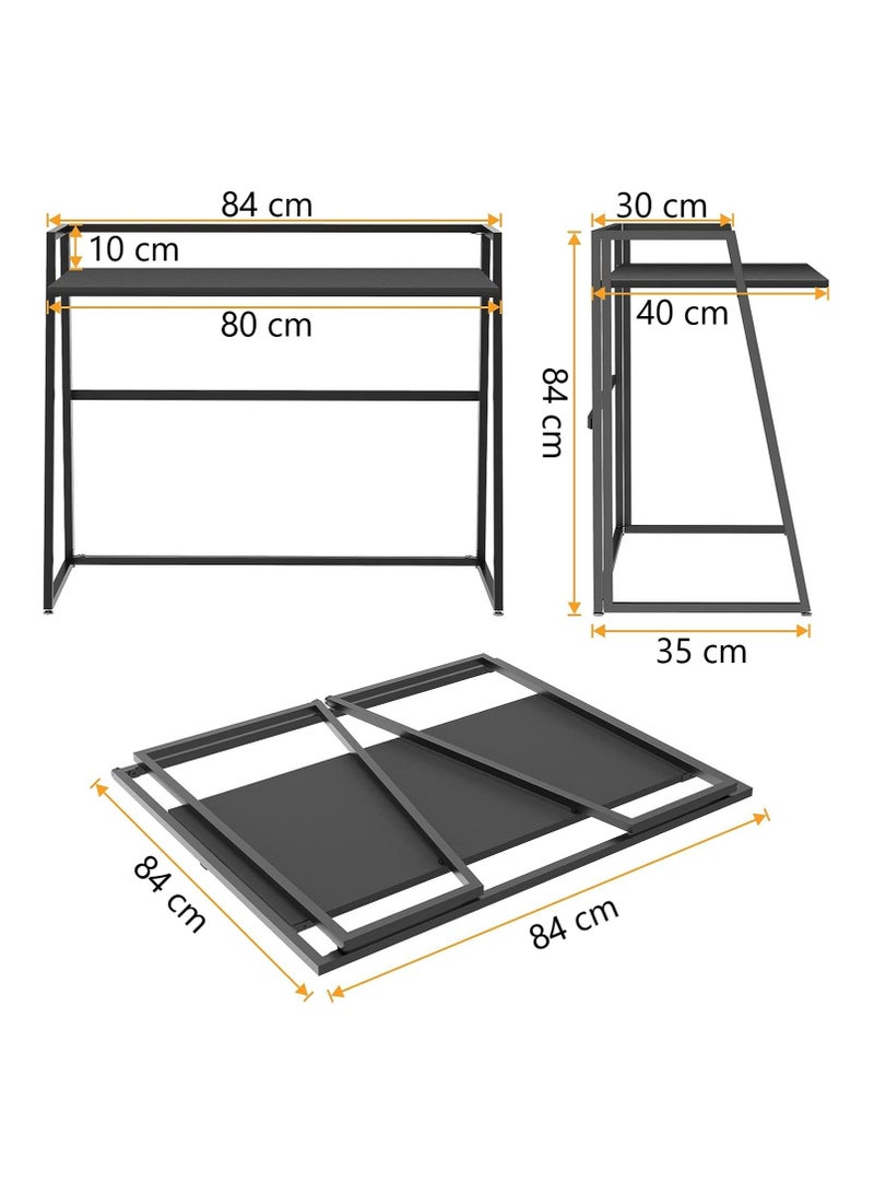 Folding desk with metal rail, 80*40cm - Black - Image 4