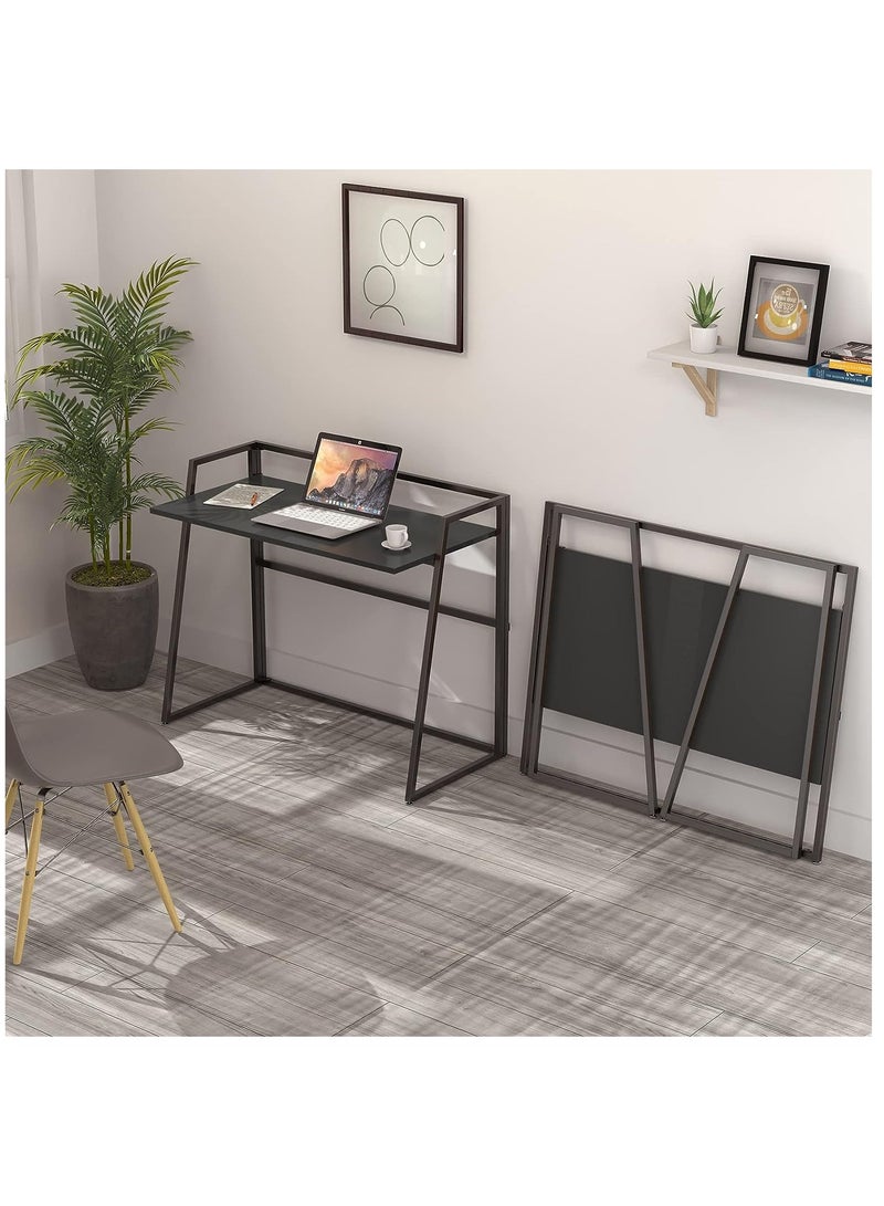 Folding desk with metal rail, 80*40cm - Black - Image 2