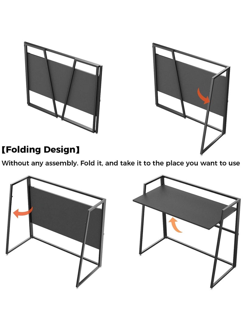Folding desk with metal rail, 80*40cm - Black - Image 5
