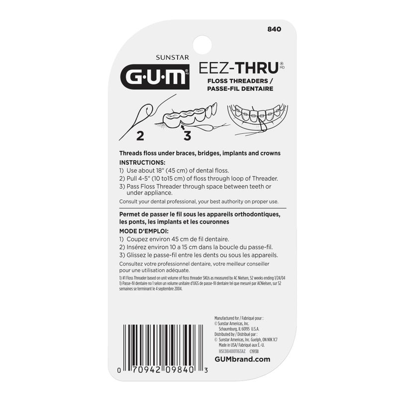 GUM EEZ-Thru Floss Threaders, Dental Flossers for Braces, Bridges, & Implants,25 Count(Pack of 6) - Image 5