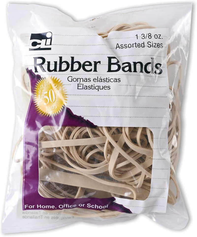 Charles Leonard Rubber Bands, 3/8 Ounce Bag, Amber, Assorted Sizes - Image 1
