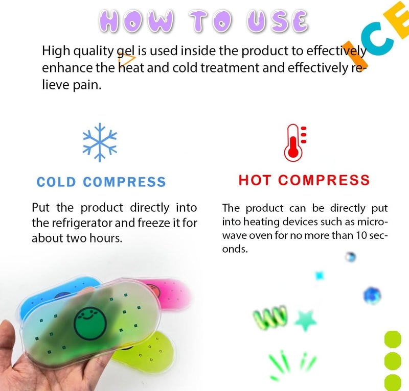 Couleurs Kids Ice Pack Hot or Cold Pack Gel Cooling Pad Reusable for Injuries Medical HealthSwelling and Pain Relief Tired Eyes Child Injury Headache Sinus Relief Smiling Ice Bag - Image 5
