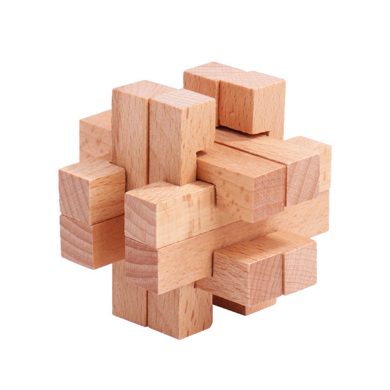Children'S Educational Gifts Mortise And Tenon Kongming Lock Luban Lock Full Set Of Wooden Year-Old Suit Gift Toys Nostalgic - Image 1