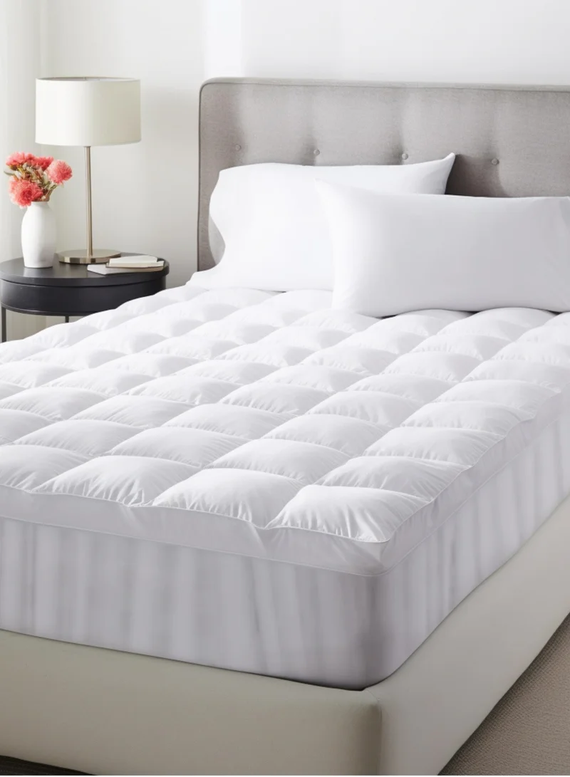 سيد المنسوجات المنزلية لباد مرتبة من الألياف الدقيقة، تناسب سرير مفرد بحجم 120 × 200 سم، بسمك 14 سم، مع جيب عميق 30 سم، حجم مفرد.