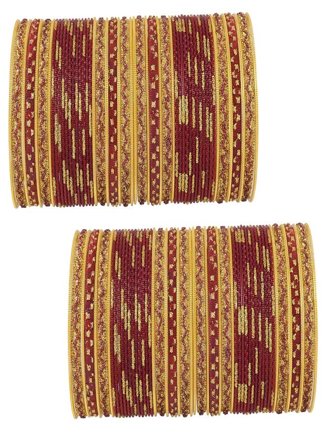 ZULKA Metal Alloy Chuda Set for Women & Girls(Maroon-2.6) - Image 1