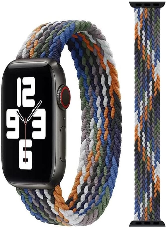 Generic - 45/42/44/49 mm Solo Loop Fabric Braided Rubber Band For Apple Watch Series 8/1/2/3/4/5/6/7 (Medium, Multicolored 1) - Image 1