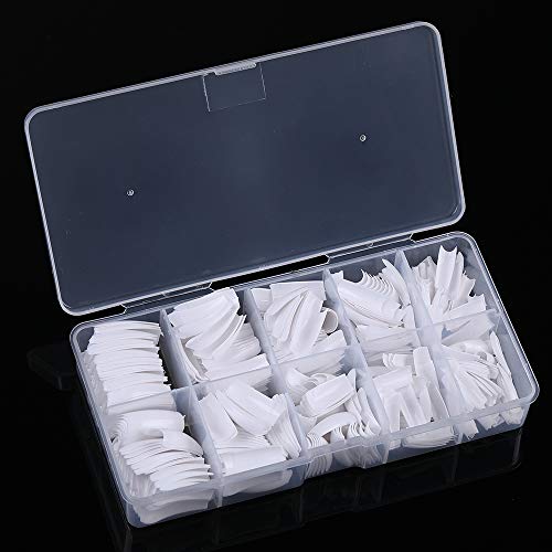 Yimart French False Nail Tips French Nail Art Tips 500pcs White French Acrylic Style Artificial False Nails Tips With Box White