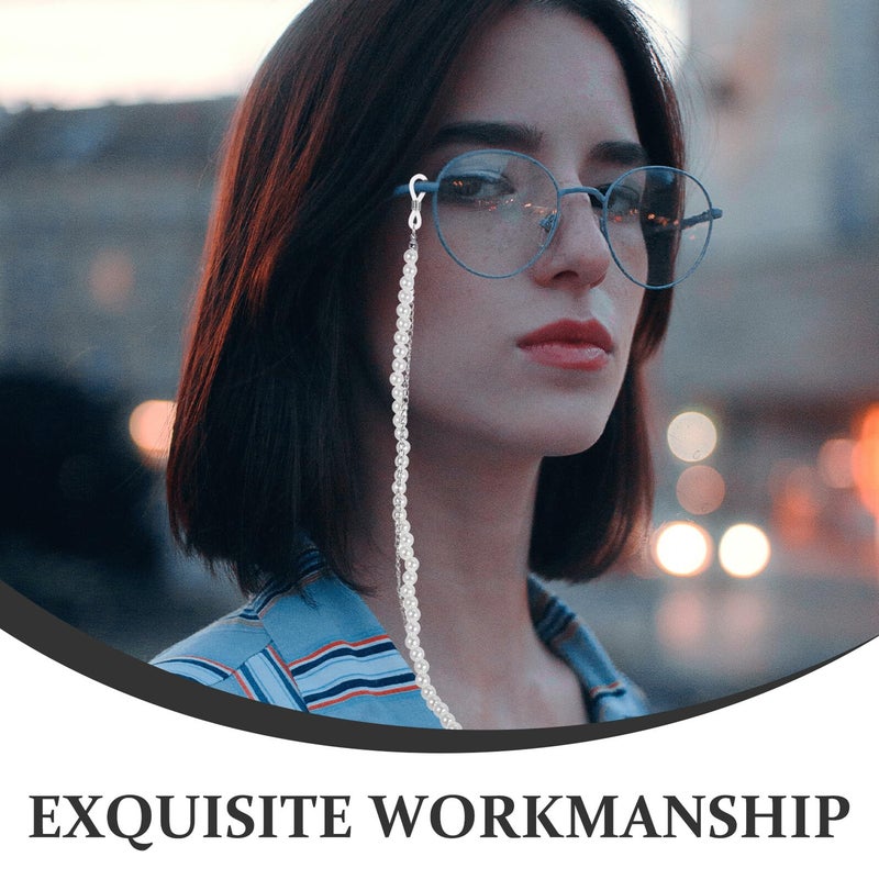 سلسلة النظارات الفضية المضادة للانزلاق للنساء، حامل النظارات الشمسية المزود بخرز اللؤلؤ، خفيفة الوزن - Image 4