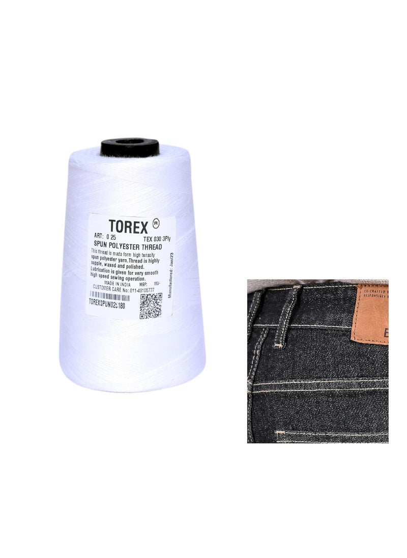 Torex TOREX 3 Ply Spool Jeans Thread for Sewing Machine 30S/3 (White) (1)  - Image 1