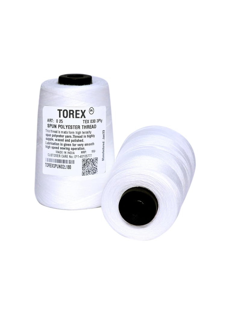 Torex TOREX 3 Ply Spool Jeans Thread for Sewing Machine 30S/3 (White) (1)  - Image 2