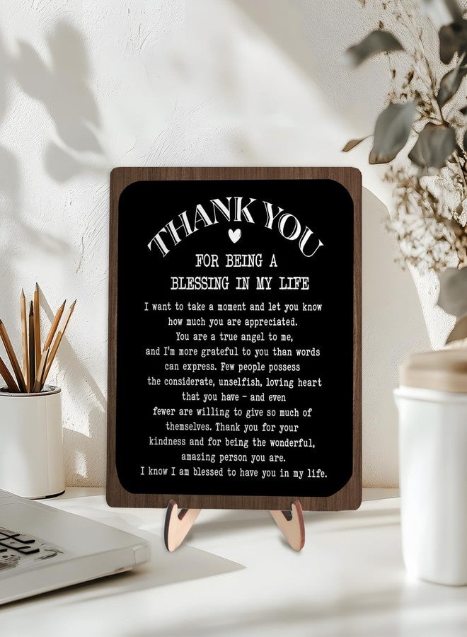 DMADNF Thank You Gifts for Women Men, Appreciation Gifts for Friends, Coworker Leaving Gift, Home Office Decor Wooden Plaque Sign 5.9 x 5.9Inch-Thank You for Being A Blessing in My Life (Black+Brown) - Image 3