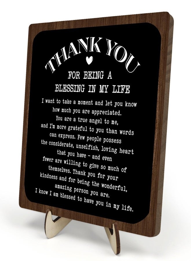 DMADNF Thank You Gifts for Women Men, Appreciation Gifts for Friends, Coworker Leaving Gift, Home Office Decor Wooden Plaque Sign 5.9 x 5.9Inch-Thank You for Being A Blessing in My Life (Black+Brown) - Image 1