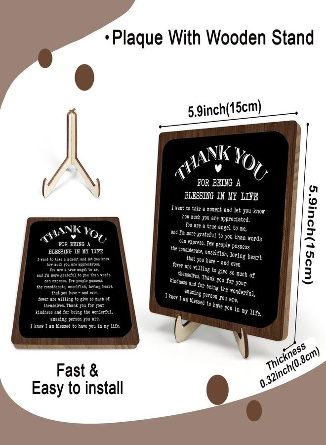 DMADNF Thank You Gifts for Women Men, Appreciation Gifts for Friends, Coworker Leaving Gift, Home Office Decor Wooden Plaque Sign 5.9 x 5.9Inch-Thank You for Being A Blessing in My Life (Black+Brown) - Image 2