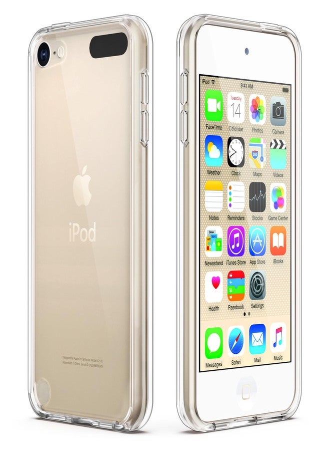 أولاك جراب ULAK متوافق مع أجهزة iPod Touch 7/6/5، جراب شفاف رفيع هجين مصنوع من مادة TPU مع غطاء خلفي صلب مقاوم للخدش من مادة PC، جراب امتصاص الصدمات في الزوايا لأجهزة iTouch من الجيل الخامس والسادس والسابع، شفاف - Image 1