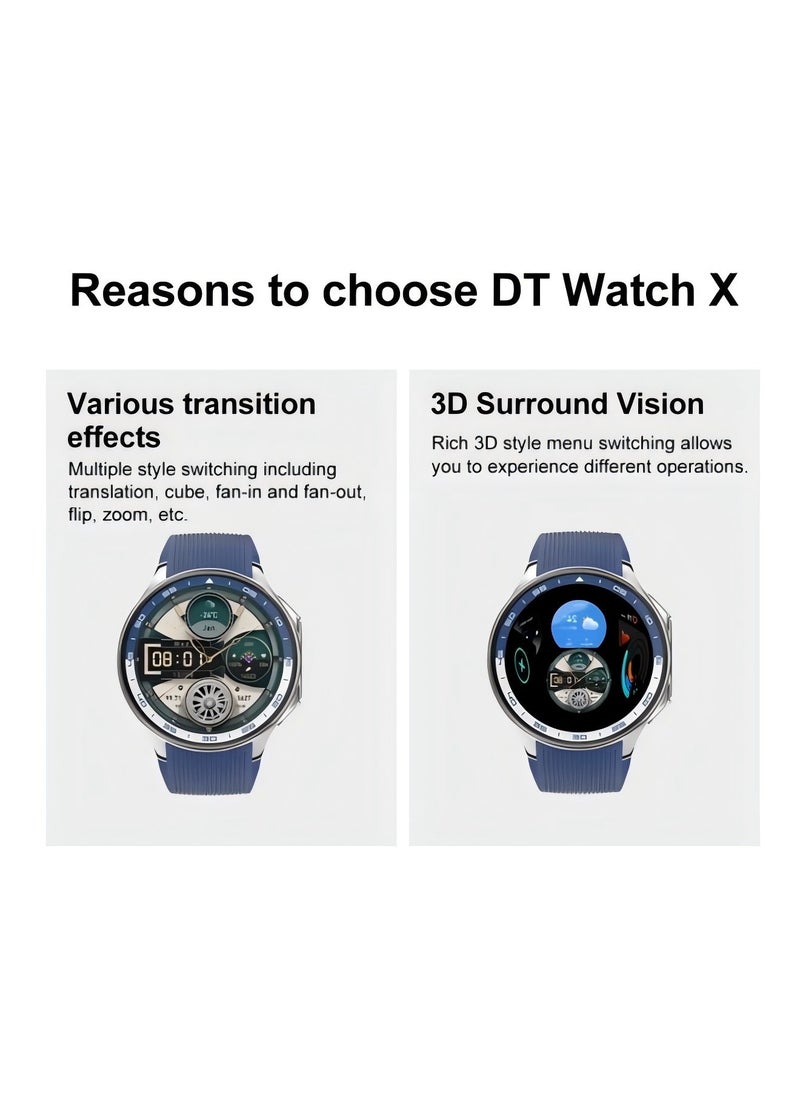 DT - DT Watch X Smart Watch Bluetooth Call AMOLED Round Screen 3D Surround Vision GPS Track Sports Smart Watch - Image 1