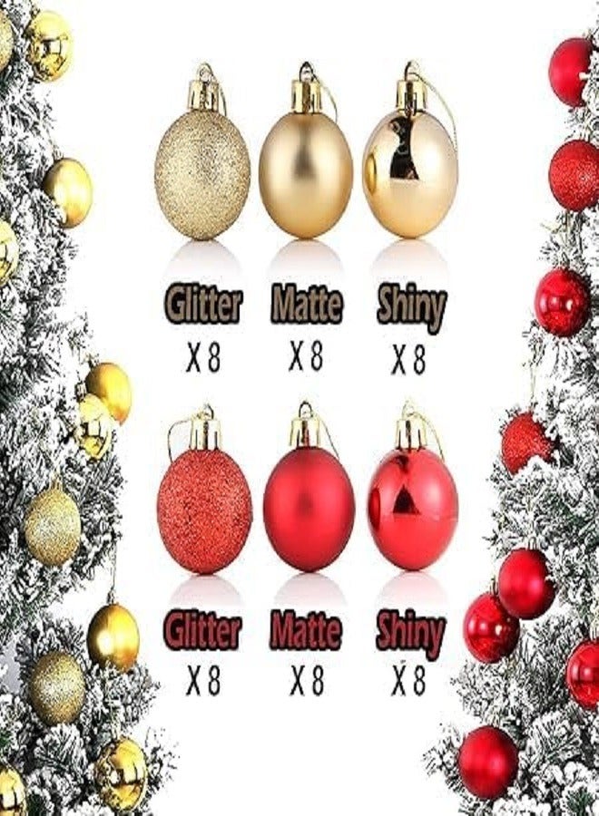 48 Pcs  Christmas Balls Ornaments for Xmas Christmas Tree, Shatterproof Christmas Holiday Party Garden Decoration New Year's Eve Ornaments - 4cm (Golden and Red) - Image 2