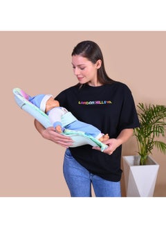 HOOPA Cotton 2-In-1 Feeding Pillow With Soft Quilt Mattress (Mint Green) | Infant Carrier | Nursing Pad  - Image 3