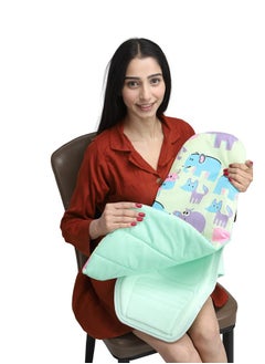 HOOPA Cotton 2-In-1 Feeding Pillow With Soft Quilt Mattress (Mint Green) | Infant Carrier | Nursing Pad  - Image 5