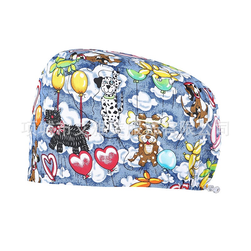 Surgical Cap Women'S Cotton Adjustable Breathable Cartoon Printed Pattern Operating Room Clinic Work Oral Dental Hat - Image 1