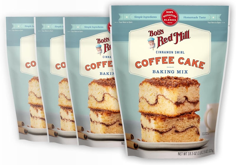 Bob's Red Mill Cinnamon Swirl Coffee Cake Baking Mix - 18.5 oz Bag (Pack of 4) with Simple Clean Ingredients - Image 1