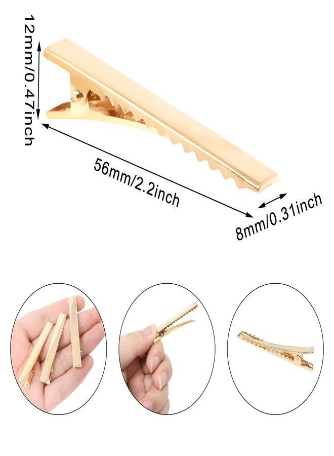 Honbay 100PCS Metal Alligator Hair Clips Single Prong Hair Bow Clips Flat Top Hairpins with Teeth for Hair Styling Accessories or Crafts Project (56mm/2.2inch) - Image 2