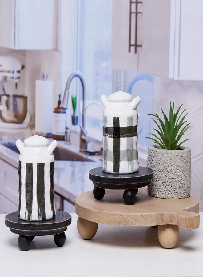 DD DEFINED DECO Defined Deco Mini Wood Risers for Display, Small 4" Round Wooden Risers, Farmhouse Rustic Pedestal Display Stand (Set of 2, Black) - Image 2