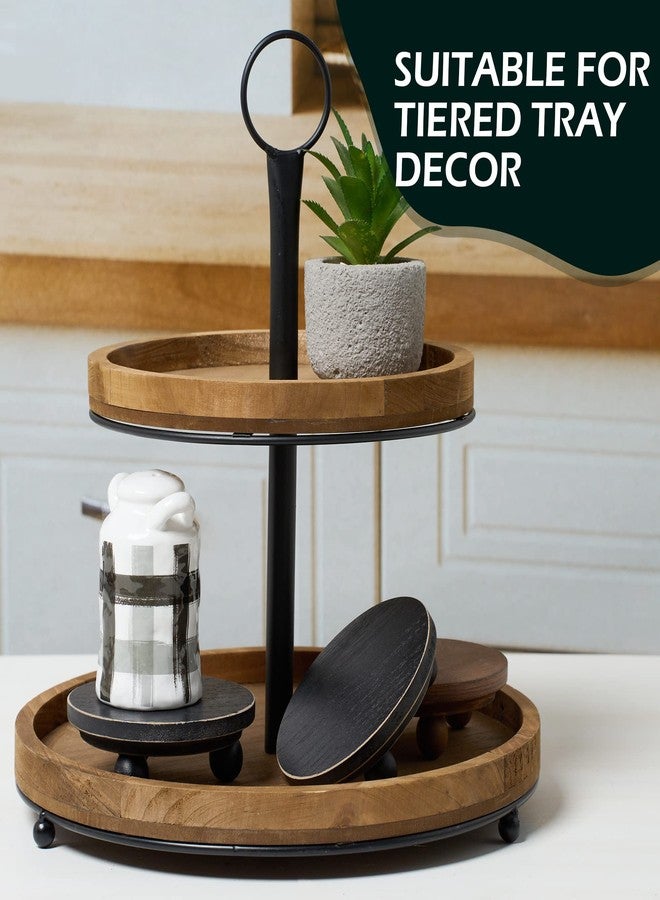 DD DEFINED DECO Defined Deco Mini Wood Risers for Display, Small 4" Round Wooden Risers, Farmhouse Rustic Pedestal Display Stand (Set of 2, Black) - Image 3