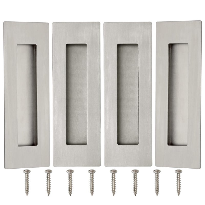 Malimali 6 Inch Recessed Finger Flush Pulls For Pocket Door Barn Door  Closet Sliding Door Handle  Brushed Stainless Steel Rectangular Door Pulls Hardware(4 Pack) - Image 1