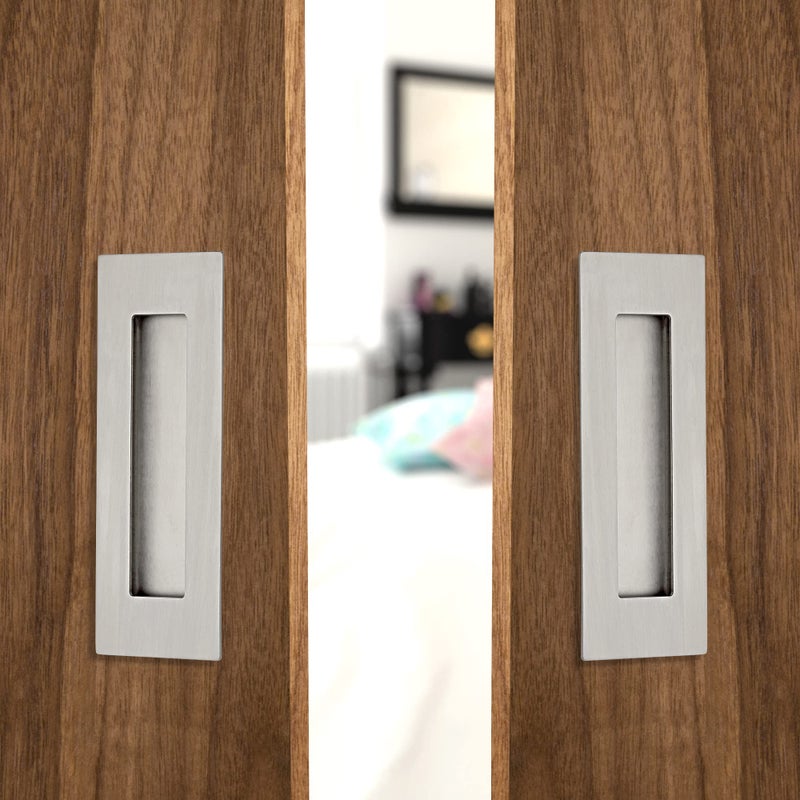 Malimali 6 Inch Recessed Finger Flush Pulls For Pocket Door Barn Door  Closet Sliding Door Handle  Brushed Stainless Steel Rectangular Door Pulls Hardware(4 Pack) - Image 4