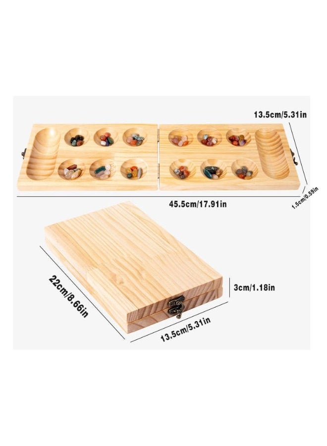 Capstro Wooden Mancala Board Game Set for Kids & Family – Foldable Counting Strategy Game with Colorful Gemstone Playing Pieces, Travel Friendly Tabletop Thinking Activity - Image 4