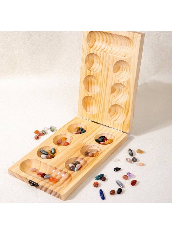 Capstro Wooden Mancala Board Game Set for Kids & Family – Foldable Counting Strategy Game with Colorful Gemstone Playing Pieces, Travel Friendly Tabletop Thinking Activity - Image 5