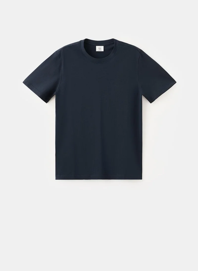 Mango Man 56-NAVY Slim Fit T-Shirt 180Gsm for Men | Best Price UAE