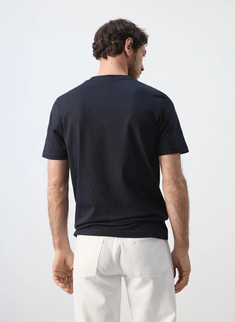 Mango Man 56-NAVY Slim Fit T-Shirt 180Gsm for Men | Best Price UAE