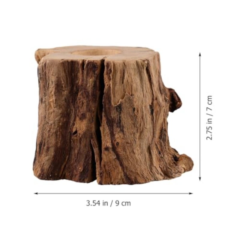 Wooden Stump Shaped Crystal Ball Stand with White Led Light Base Usb Powered Lighted Crystal Ball Holder for Home Office Desk Study Room - Image 2
