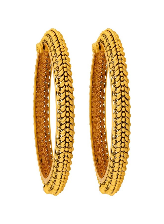 KUSHAL'S Fashion Jewellery Gold Polished Copper Antique Bangles withLocking System, Best for Bridesmaid & Special Occasion - 452658 - Image 1