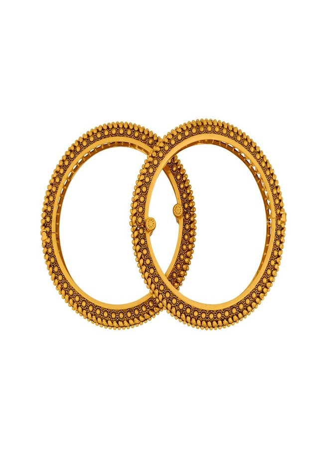 KUSHAL'S Fashion Jewellery Gold Polished Copper Antique Bangles withLocking System, Best for Bridesmaid & Special Occasion - 452658 - Image 4