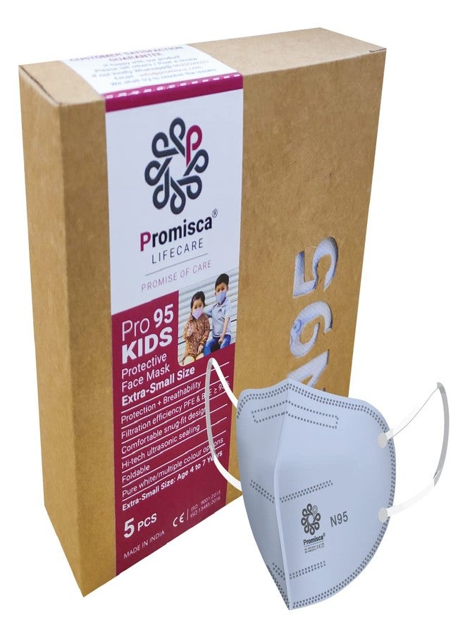 بروميسكا قناع وجه للأطفال من بروميسكا N95 مقاس صغير جدًا (عبوة من 5 قطع) مع ترشيح من 5 طبقات وتقنية النفخ بالذوبان الأصلية (عبوة من 5 قطع مقاس صغير جدًا، أزرق فاتح)، (PR05KELBR2114) - Image 1