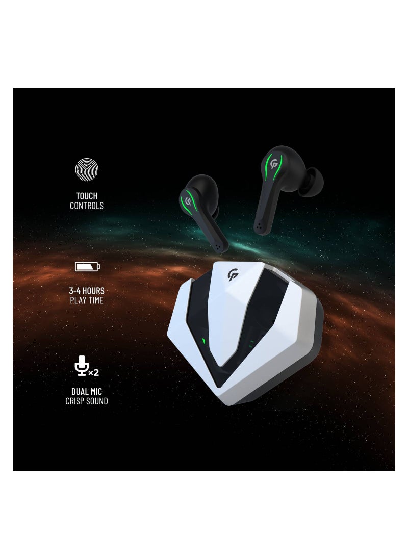 porodo - True-Wireless Gaming Earbuds, 400mAh Charging Case Battery, 40-65ms Low-Latency, Dual Mic Crisp Sound, 5H Playing Time, Touch Controls Game Mode & Music Mode, IPX5 - Silver - Image 1