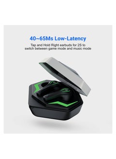 porodo True-Wireless Gaming Earbuds, 400mAh Charging Case Battery, 40-65ms Low-Latency, Dual Mic Crisp Sound, 5H Playing Time, Touch Controls Game Mode & Music Mode, IPX5 - Silver  - Image 4