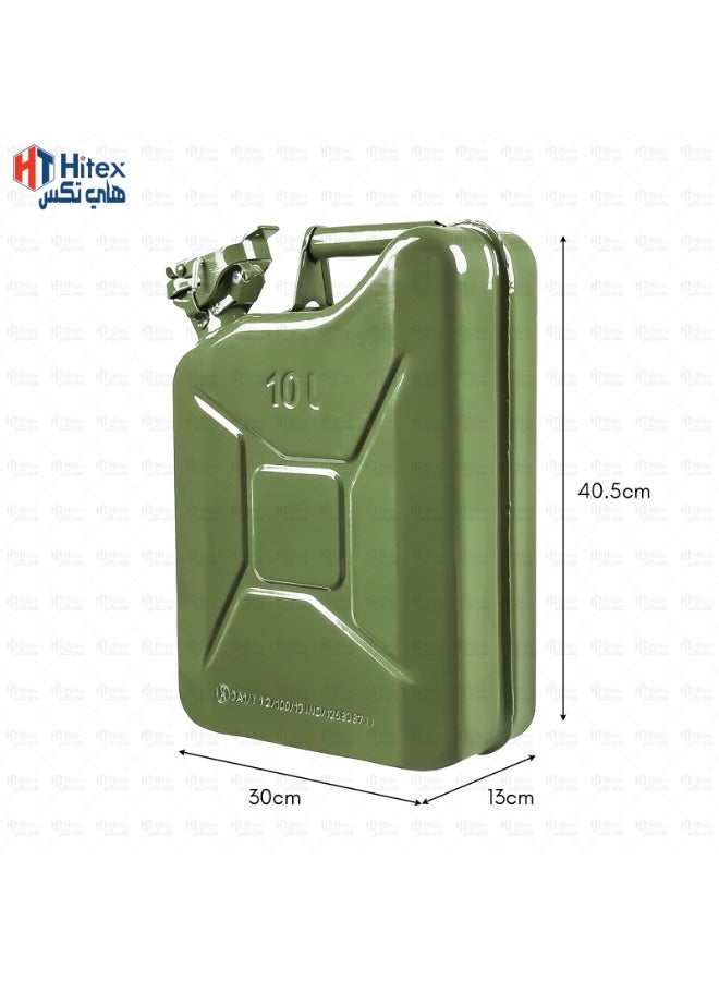 Hitex Metal Jerry Can – Fuel Storage Container for Petrol, Diesel, or Water – Green – Made in Taiwan (10 L) - Image 2