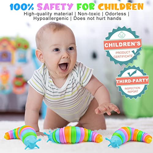 Cevioce Easter Basket Stuffers Gifts for Toddler Kids Sensory Slug Fidget Toys Fidget Slug Toys for Adult Kid Party Favors 1 PC Cute Autism Sensory Toys for Autistic Children Travel Toys for 3 - Image 5