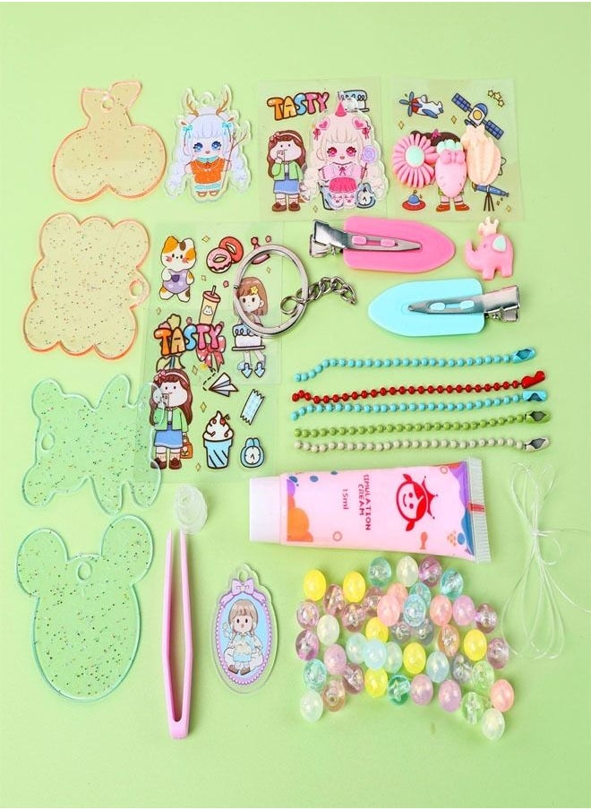 fashionhome Handmade DlY Beads Hairpins Stickers Chains Art and Crafts Set for Kids  - Image 5