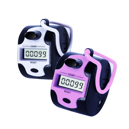 TESEAS Digital Tally Counter Clicker Handheld 2 Pack Small Clicker Counters Manual Digital Lap Tracker Handheld Pitch 5-Digit Electronic Display Stitch Click Counter Number Counting for Row, People, Golf Lap - Image 1