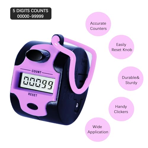 TESEAS Digital Tally Counter Clicker Handheld 2 Pack Small Clicker Counters Manual Digital Lap Tracker Handheld Pitch 5-Digit Electronic Display Stitch Click Counter Number Counting for Row, People, Golf Lap - Image 3