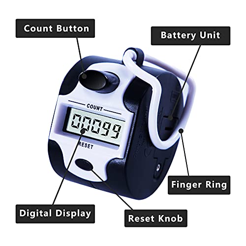 TESEAS Digital Tally Counter Clicker Handheld 2 Pack Small Clicker Counters Manual Digital Lap Tracker Handheld Pitch 5-Digit Electronic Display Stitch Click Counter Number Counting for Row, People, Golf Lap - Image 2