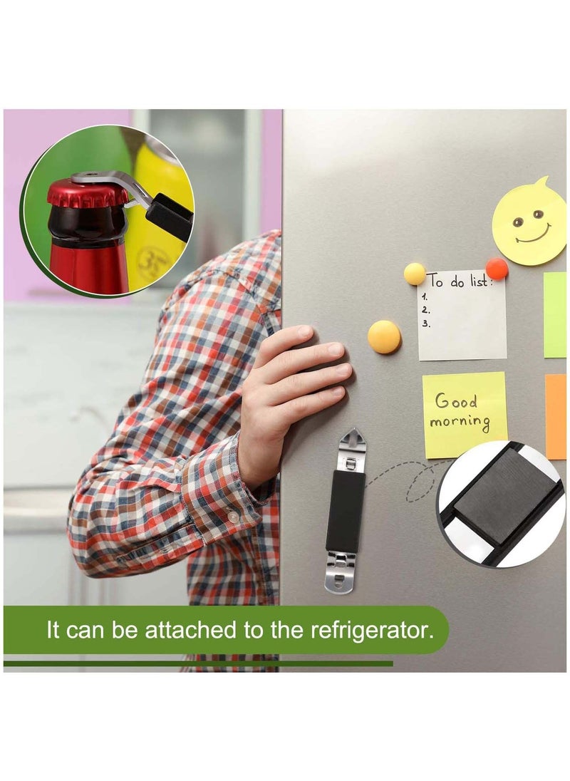 SYOSI Magnetic Bottle Openers Can Opener Classic Opener Stainless Steel Small Hand Held Bottle Opener Can Tapper with Magnet for Cans Beverages, Refrigerator, Camping and Traveling (Black,4 Pieces)  - Image 4