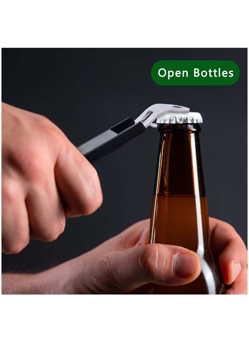 SYOSI Magnetic Bottle Openers Can Opener Classic Opener Stainless Steel Small Hand Held Bottle Opener Can Tapper with Magnet for Cans Beverages, Refrigerator, Camping and Traveling (Black,4 Pieces)  - Image 2