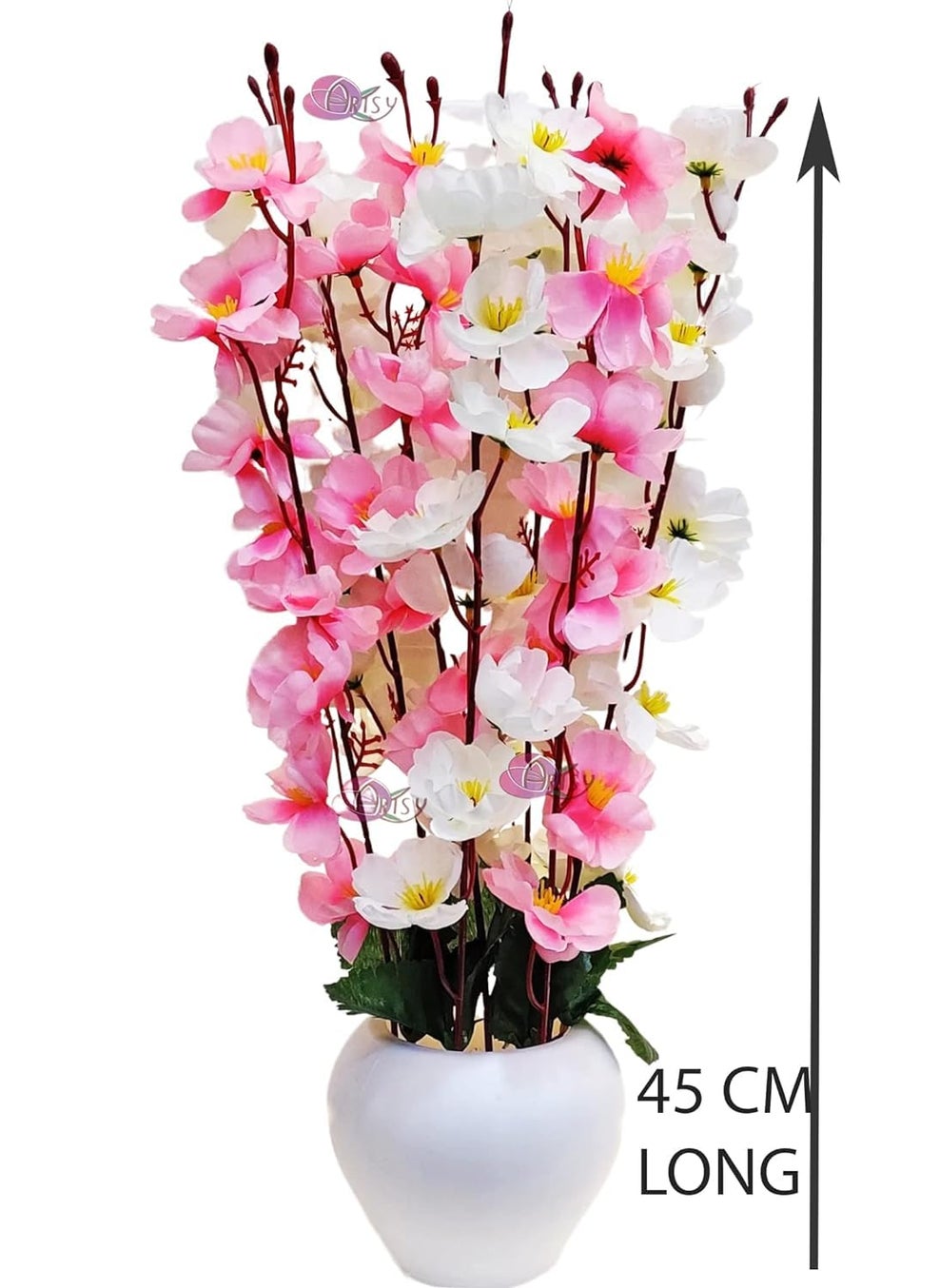 KRIATIVE DEKOR KRIATIVE DEKOR Artificial Cherry Blossom Flower Bunch with Pot for Home Decoration Living Room Bedside TableWedding Outdoor Indoor Office Dcor Gift WhitePink  - Image 4